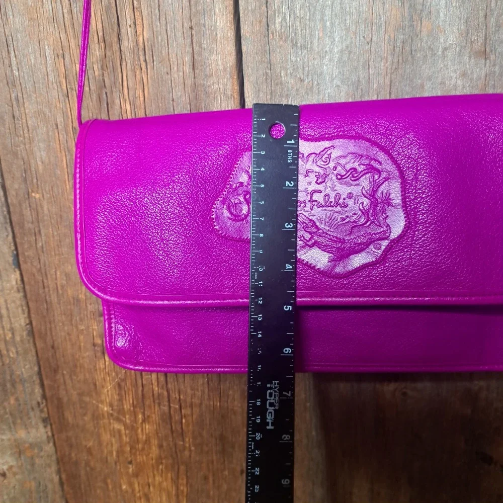 80s Retro Barbiecore Carlos Falchi Pink Leather Shoulder Bag Embossed Reptile